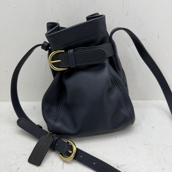 Vintage Coach 4156 Soho Belted Crossbody Bucket Bag Leather Navy Blue - Picture 1 of 14